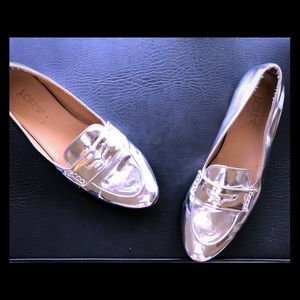 J.Crew Metallic Mirror Finish Penny Loafers